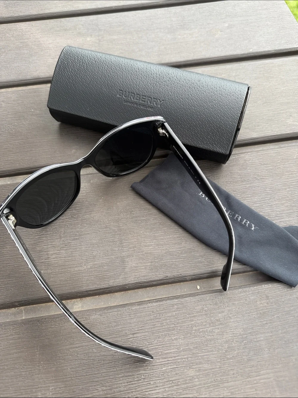 Burberry Red & White Pattern Cat Eye Sunglasses with Dark Lenses